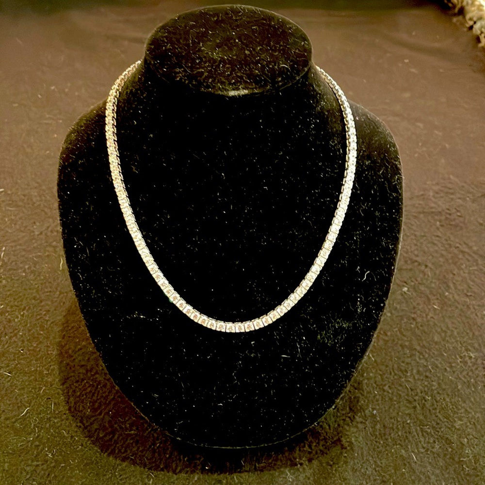 Sterling tennis necklace cubic zirconia